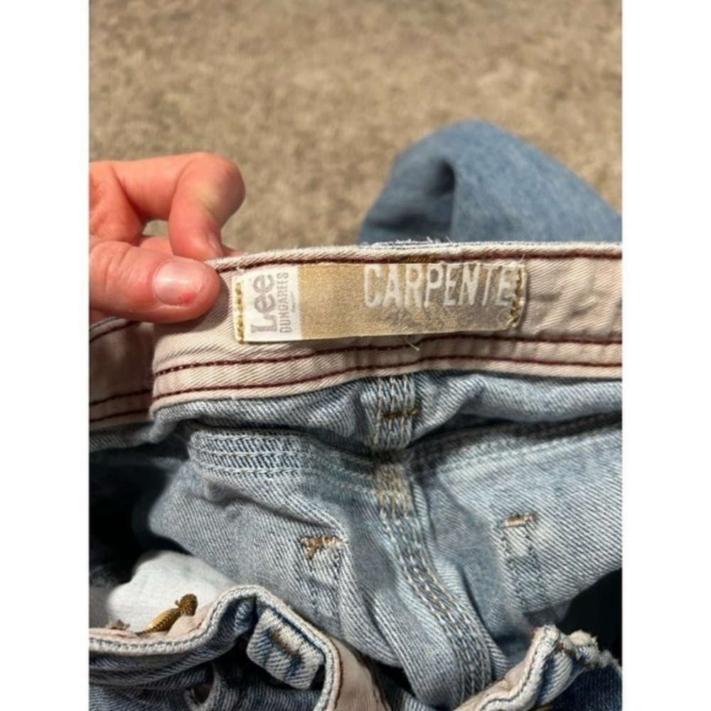 Y2K Vintage Lee Carpenter Jeans Women Distressed Raw Hem Light Wash Crop Pants 6 - Picture 5 of 8